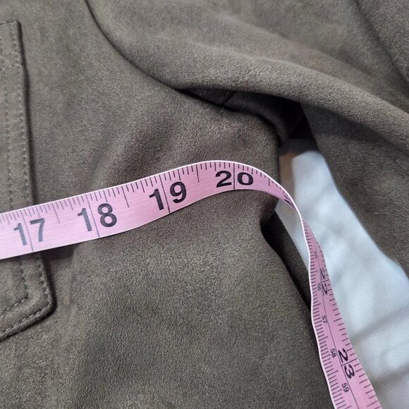 Banana Republic Mens Size Medium Vegan Suede Shirt Jacket Military Green Pocket - Picture 6 of 10